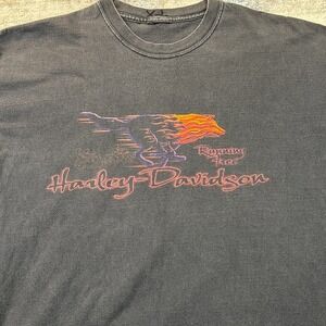 Harley-Davidson Vintage Mens XL Black Graphic Tee Y2K Grunge Workwear